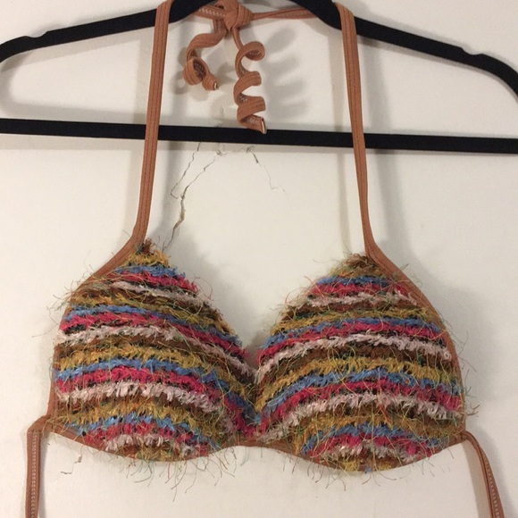 🤩 Fuzzy Multi-colored Venus swim top (C cup) 🎉 - Picture 1 of 8